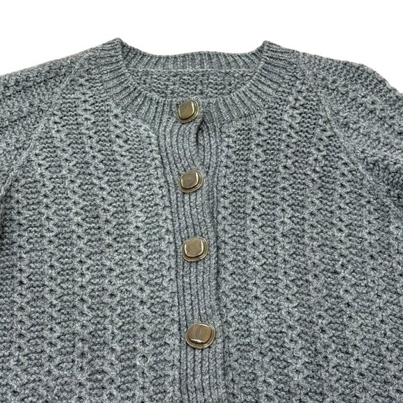 Women’s Cardigan sweater grey wool y2k - Picture 2 of 5